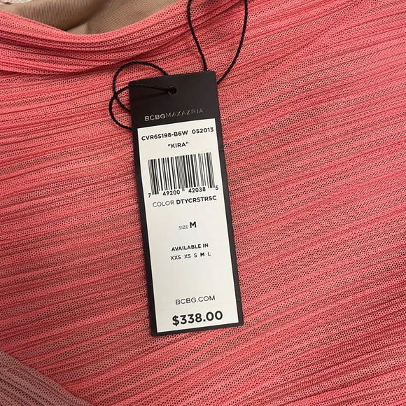 BCBGMaxAzria Pink and Tan One Shoulder Bodycon Dress - Picture 3 of 6